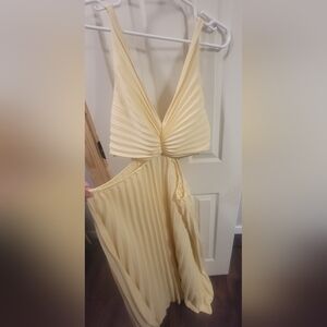 Shein Curve Cutout Waist Yellow Dress